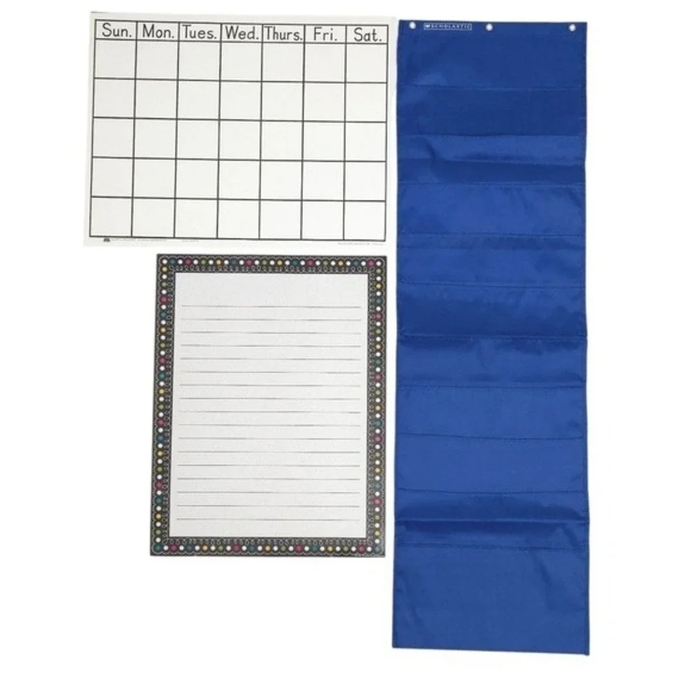 Scholastic Teacher File Pocket Wall Organizer & Weekly Schedule Anchor Calendar‎